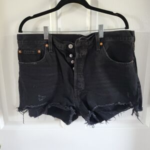 Levi's Black Jean Shorts Distressed Cut-Off Style. #MP